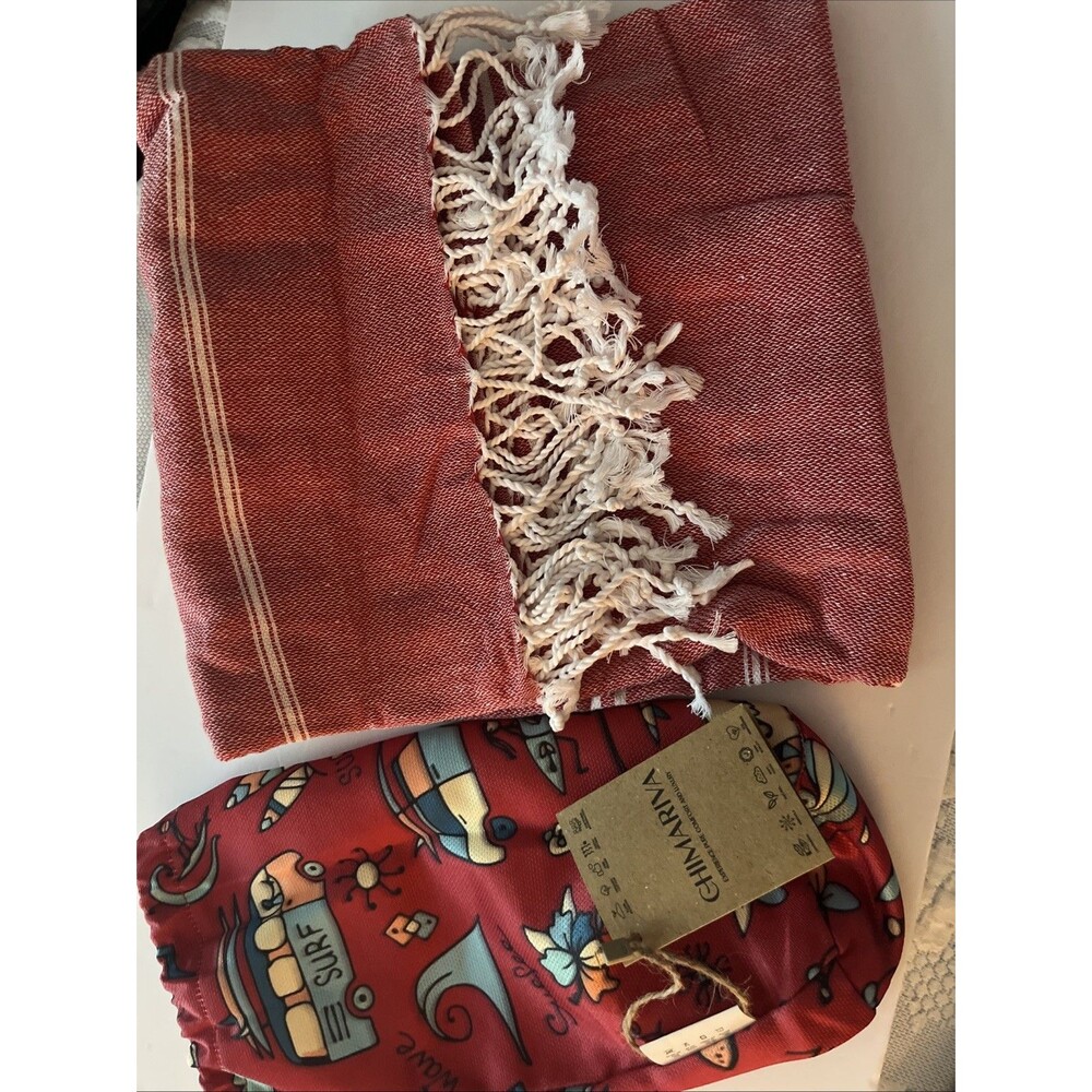 Turkish Beach Towel with Travel Bag 39 x 71 Quick Dry Sand Free Lightweight L...